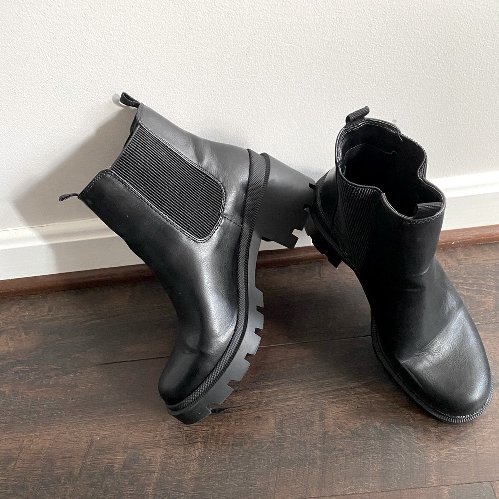 Black Combat Boots W sz 8.5